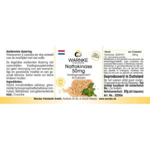 Viên Nang Nattokinase Warnke 50mg - Phòng Chống Đột Quỵ, Tai Biến Mạch Máu Não 7 Viên Nang Nattokinase Warnke 50mg