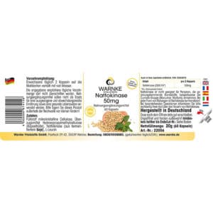 Viên Nang Nattokinase Warnke 50mg - Phòng Chống Đột Quỵ, Tai Biến Mạch Máu Não 8 Viên Nang Nattokinase Warnke 50mg