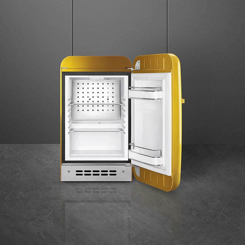 Tủ Lạnh Mini Smeg FAB5RDGO3 3 tủ lạnh mini smeg FAB5RDGO3 màu vàng gold tay cầm bên trái