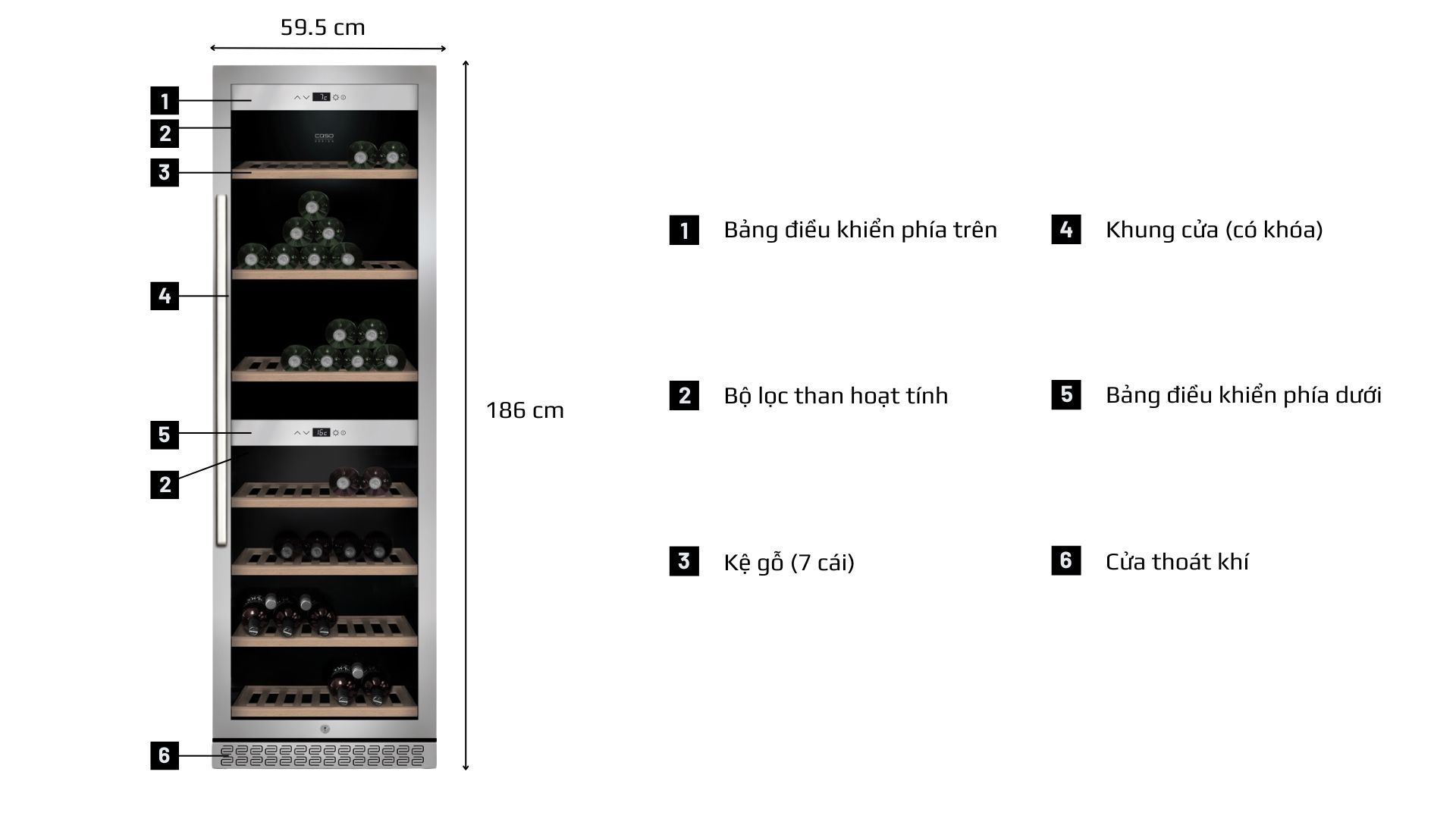 Tủ Rượu CASO 779 WineChef Pro 180 Chai Tủ Rượu CASO 779 WineChef Pro 180 Chai