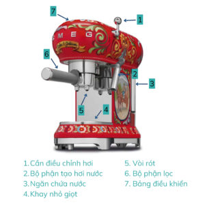 Máy Pha Cafe SMEG & Dolce&Gabbana ECF01DGEU Sicily 6 Máy pha cà phê Smeg SMEG ECF01DGEU Sicily Dolce&Gabbana