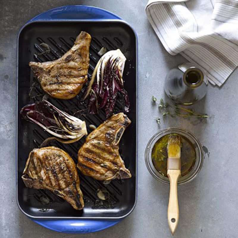 Chảo Nướng Chữ Nhật LeCreuset Grillpfanne Rechteckig Trad 32x22cm Blue Marseille