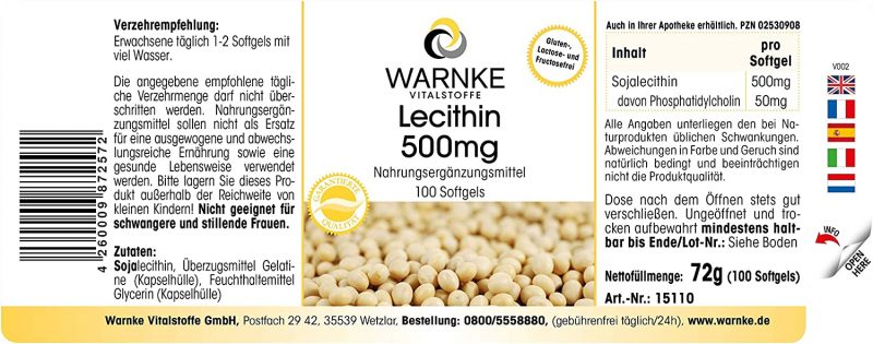 Viên Nang Warnke Vitalstoffe Lecithin 500mg - 100 Viên 2 Viên Nang Warnke Vitalstoffe Lecithin 500mg - 100 Viên