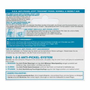 SOS Anti Pickel Stift Hautklar Anti Pickel 10ml Verpackung Rueckseite Garnier Deutschland gr Gia Dụng Đức Đà Nẵng