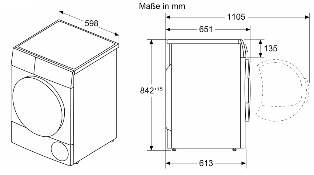 Máy sấy bơm nhiệt Bosch 9 kg WTX87E40 Series 8 - Thông số lắp đặt may rua bat bosch sms8yci01e 1 1 Gia Dụng Đức Đà Nẵng