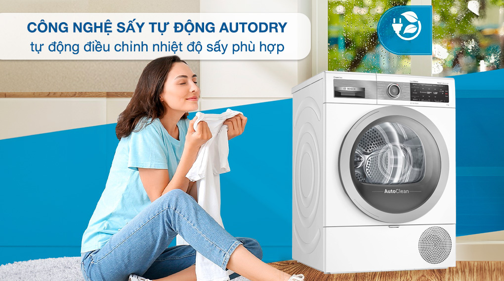 Máy Sấy Bơm Nhiệt Bosch WTX87E40 Series 8 - 9Kg - Công nghệ AutoDry may rua bat bosch sms8yci01e 1 3 Gia Dụng Đức Đà Nẵng