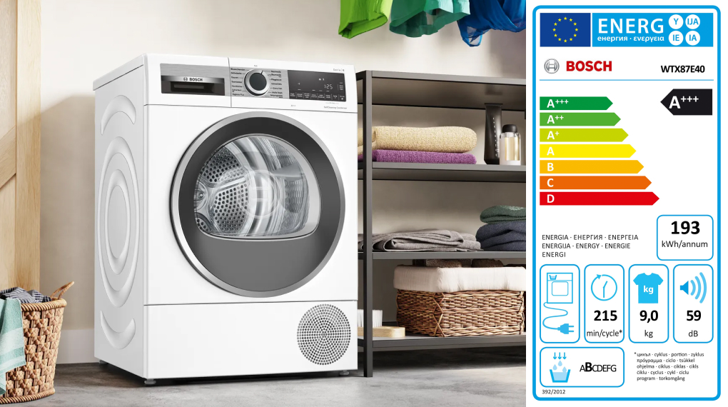 Máy sấy bơm nhiệt Bosch 9 kg WTX87E40 Series 8 - Tiết kiệm năng lượng nhãn A+++ may rua bat miele g 7975 scvi Gia Dụng Đức Đà Nẵng