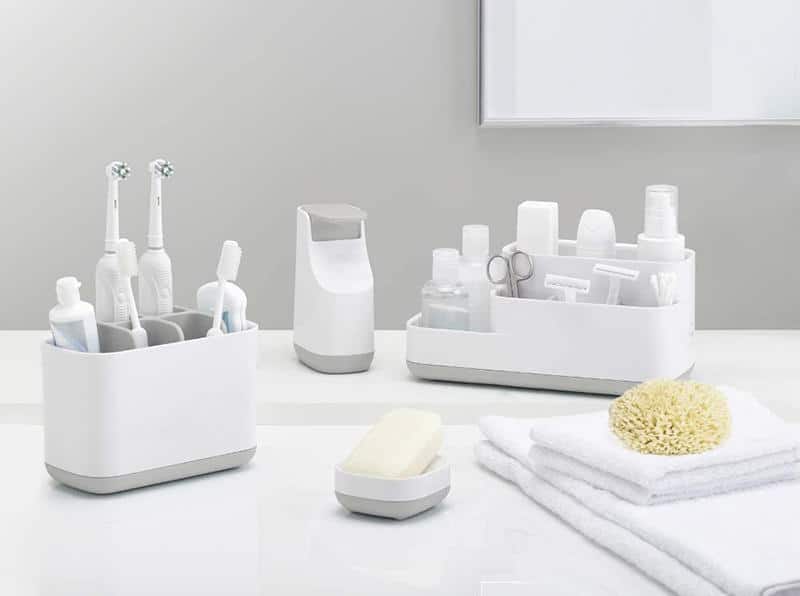 Khay Đựng Bàn Chải Mỹ Phẩm Nhà Tắm Joseph Joseph 70513 EasyStore Trắng Xám 7 Khay Đựng Bàn Chải Mỹ Phẩm Nhà Tắm Joseph Joseph 70513 EasyStore