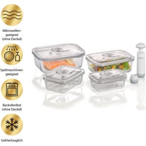 Bộ Hộp Thuỷ Tinh Đựng Thực Phẩm Hút Chân Không Caso 1197 VacuBoxx ES 2 61T0Fe1VLS. AC SL1500 Gia Dụng Đức Đà Nẵng