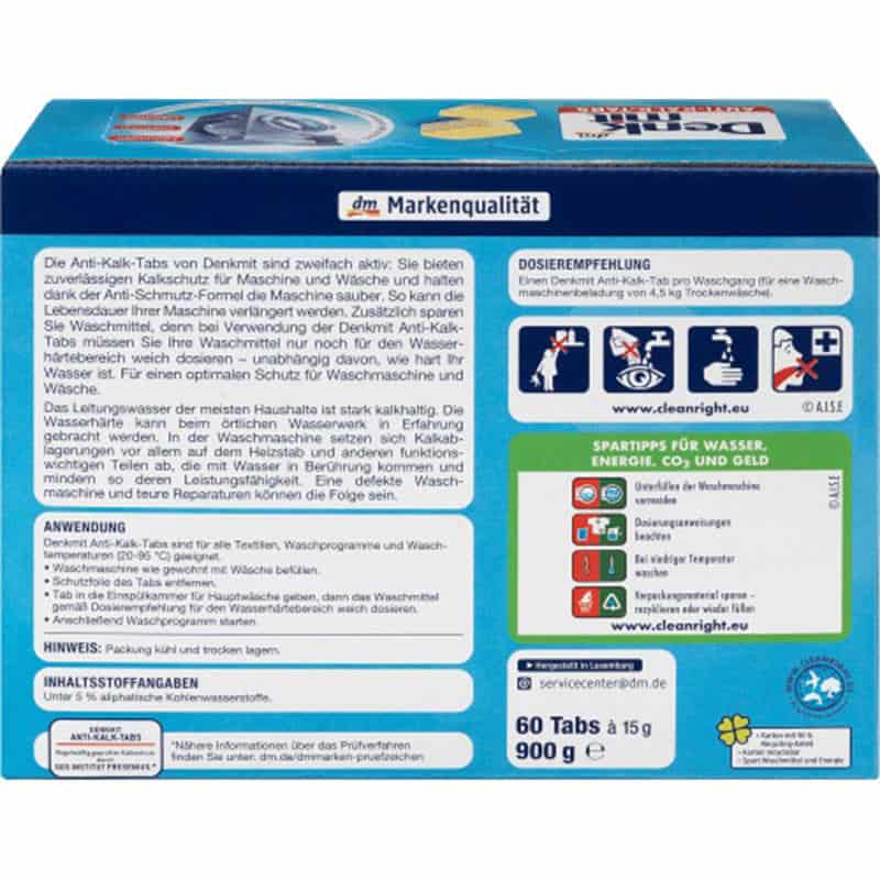 Viên Tẩy Lồng Giặt Denkmit Anti-Kalk 60 Viên Viên Tẩy Lồng Giặt Denkmit Anti-Kalk 60 Viên