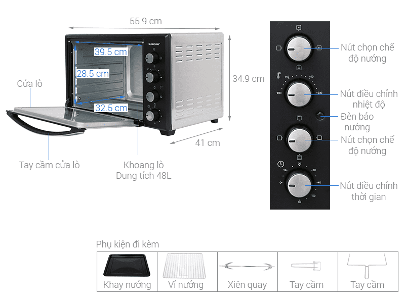 Tìm hiểu các loại kích thước lò nướng phổ biến trên thị trường 4 Các loại kích thước lò nướng hiện nay trên thị trường