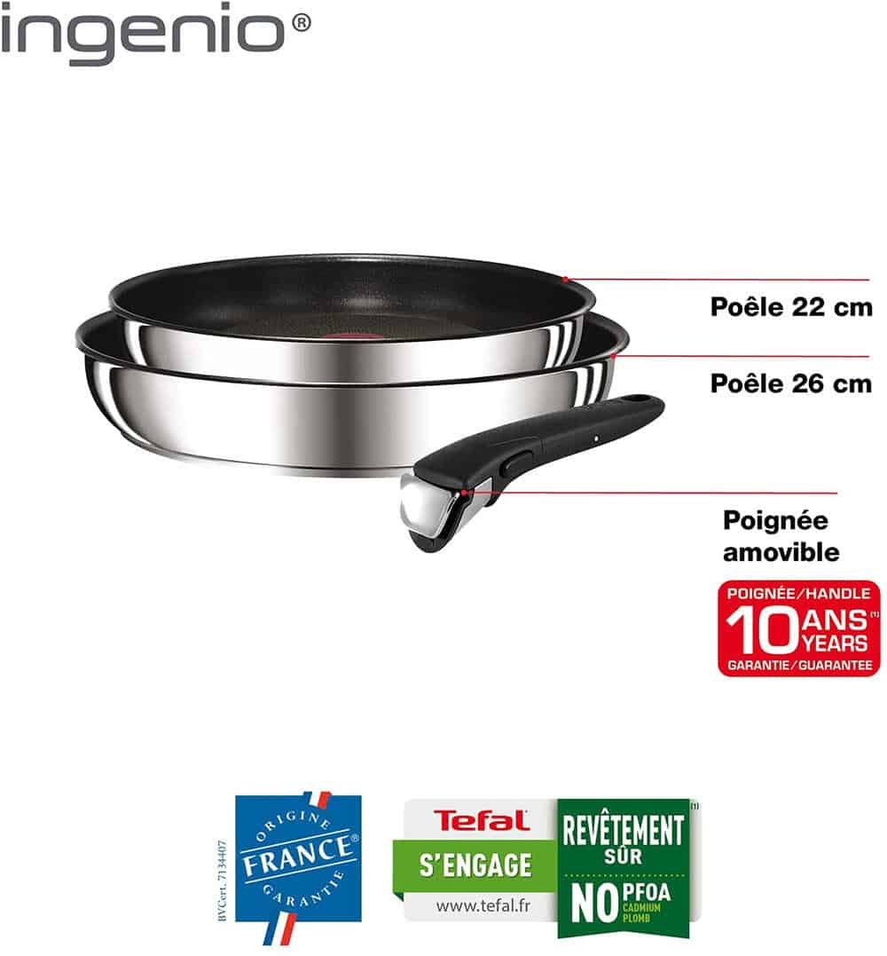 Bộ 2 Chảo Cán Rời Tefal L94090 Ingenio Preference Panst-1 Bộ 2 Chảo Cán Rời Tefal L94090 Ingenio Preference Panst Size 22cm, 26cm