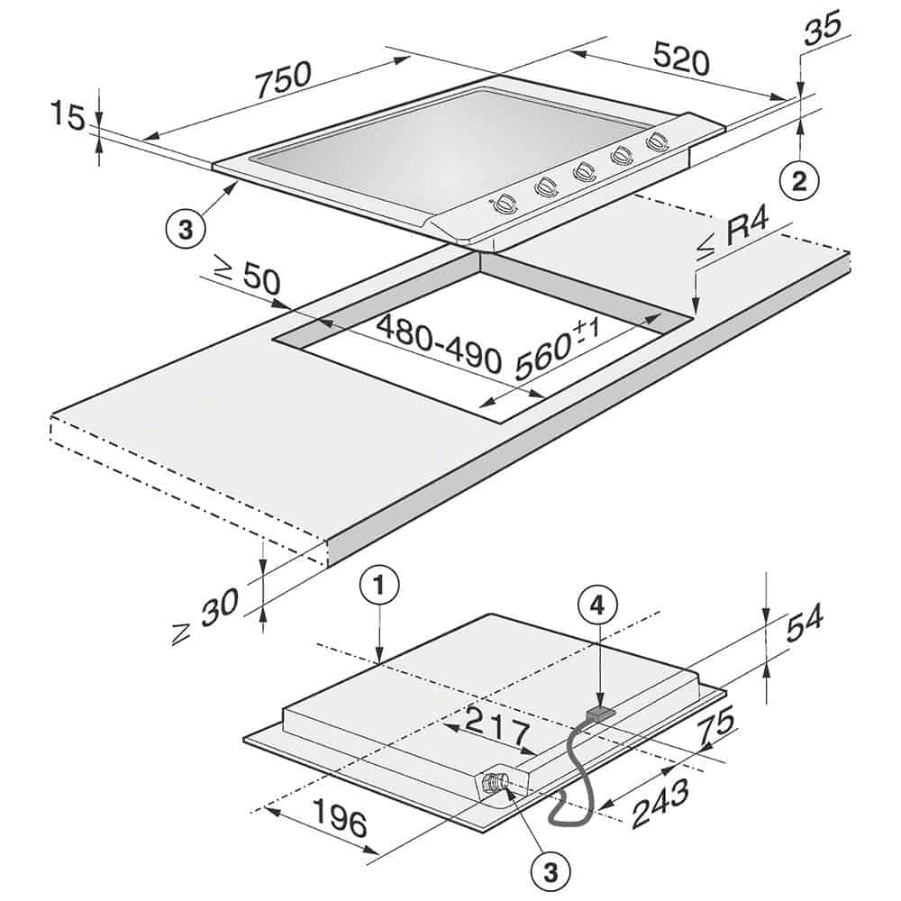Miele KM 2034-5 Bếp Gas Miele KM 2034