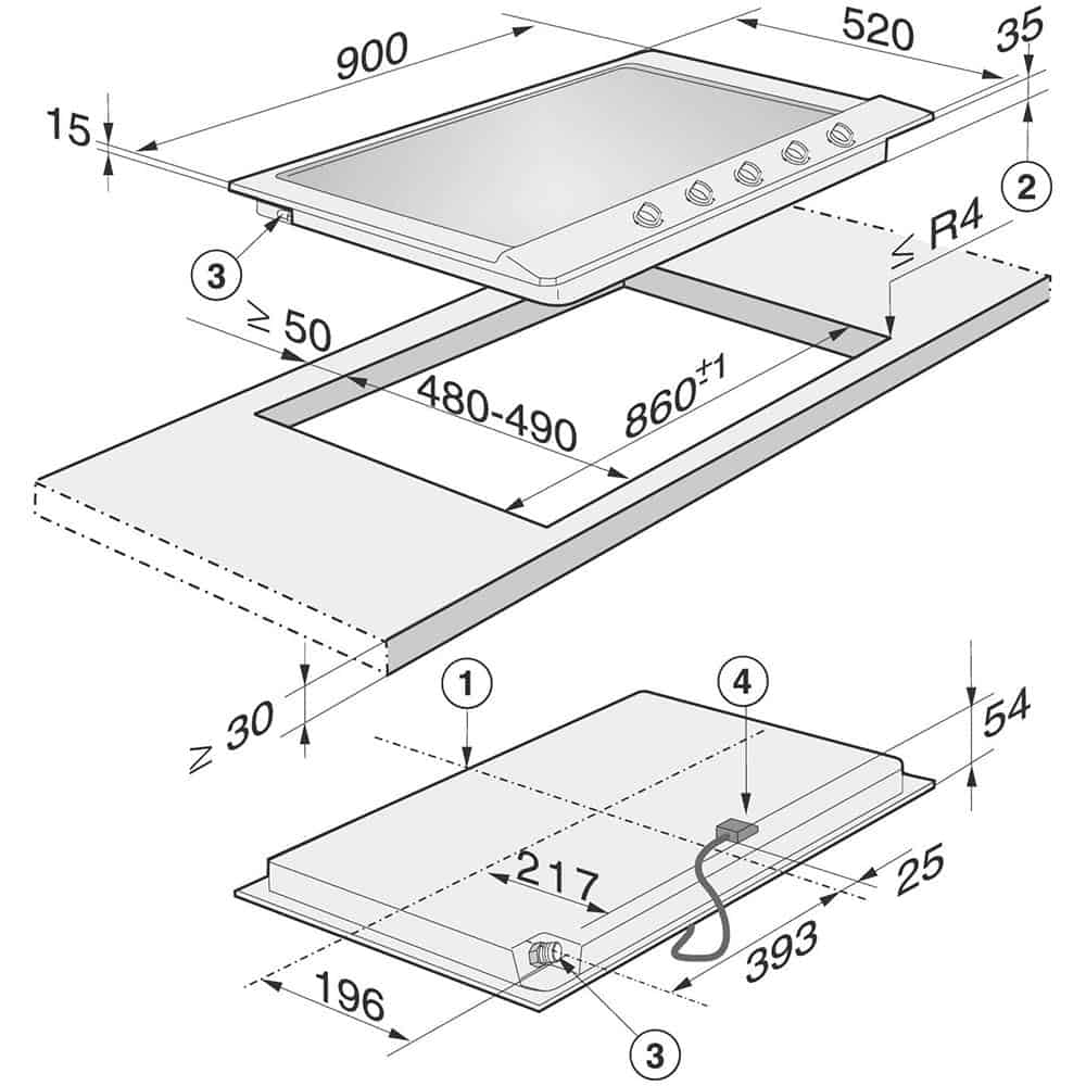 Miele KM 2052-5 Bếp Gas Miele KM 2052
