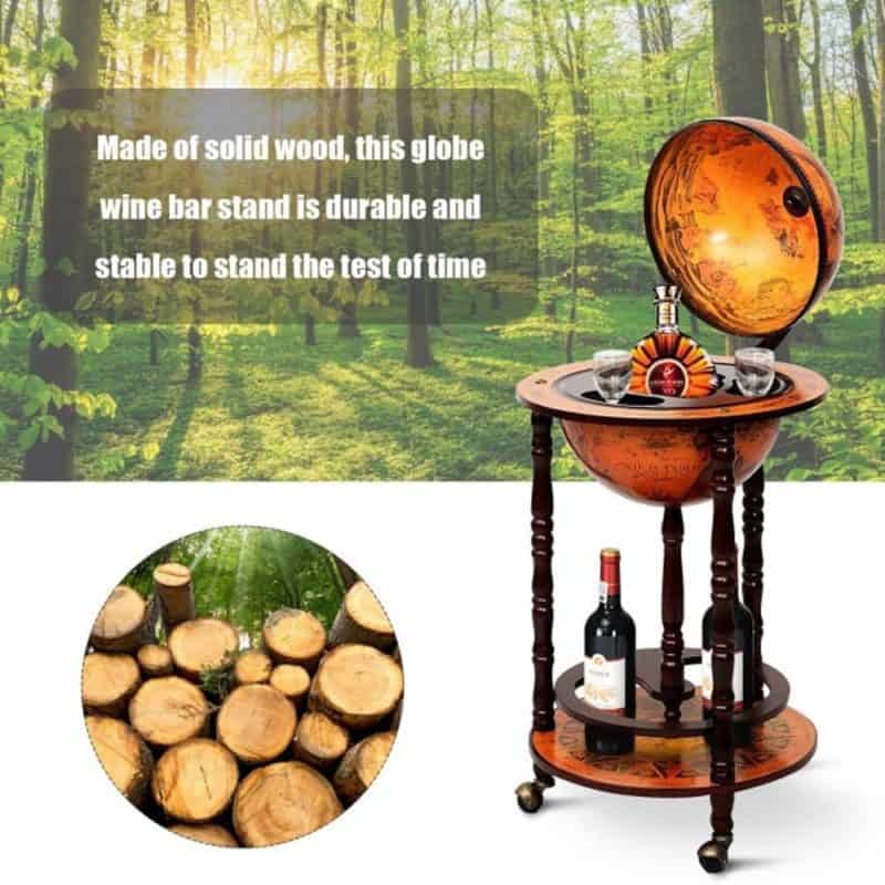 Xe Đẩy Rượu Costway Globus Bar HW47195 13 Xe Đẩy Rượu Costway Globus Bar HW47195