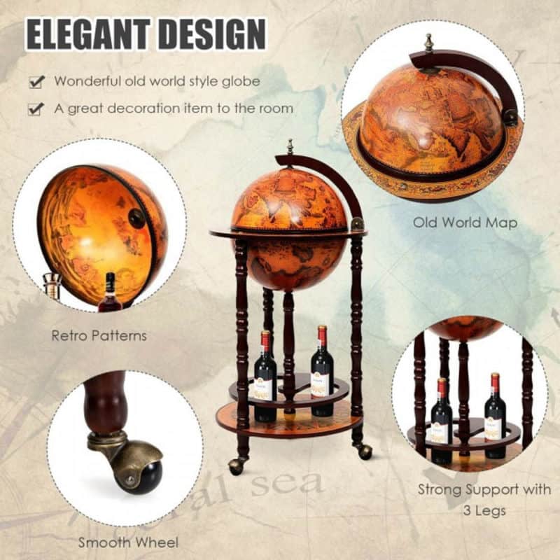 Xe Đẩy Rượu Costway Globus Bar HW47195 11 Xe Đẩy Rượu Costway Globus Bar HW47195