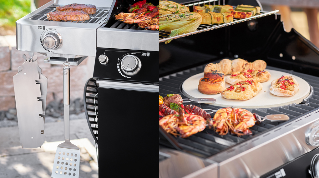 Bếp nướng gas Rösle BBQ-Station VIDERO G6-S 27500 W - Thiết kế vùng nướng nhanh bên trái, vùng nướng phụ bên phải Bếp nướng gas Rösle BBQ-Station VIDERO G6-S 27500 W - Thiết kế vùng nướng nhanh bên trái, vùng nướng phụ bên phải