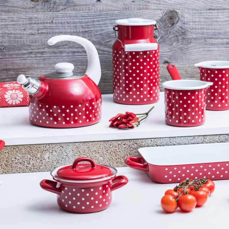 Nồi Hầm Riess Country Spot Red 12cm 0,5L & 14cm 0,75L 5 Nồi Hầm Riess Country Spot Red 12cm 0,5L & 14cm 0,75L