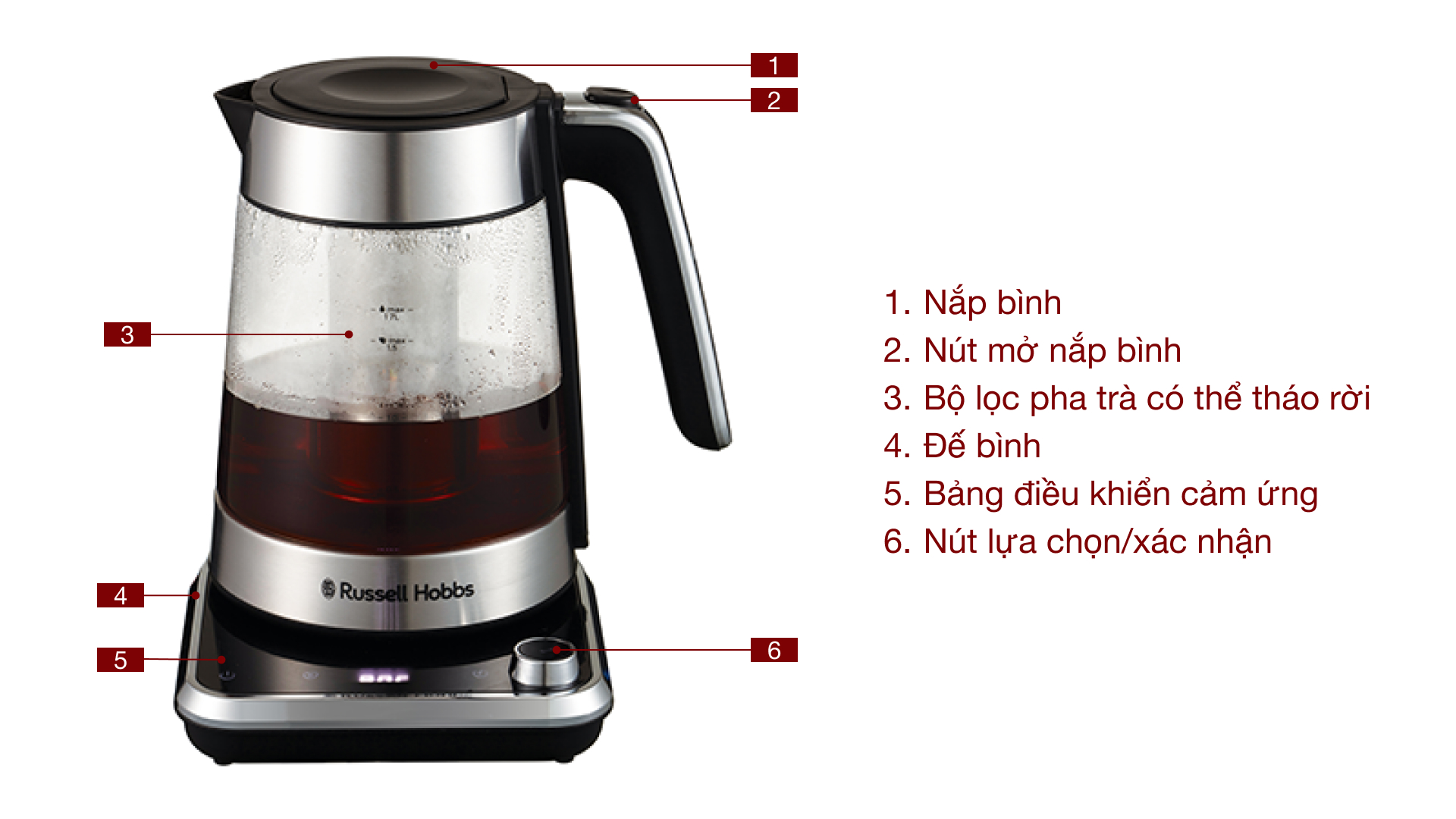 Bình đun nước siêu tốc Russell Hobbs 26200-70 Attentiv - Tổng quan Bình đun nước siêu tốc Russell Hobbs 26200-70 Attentiv