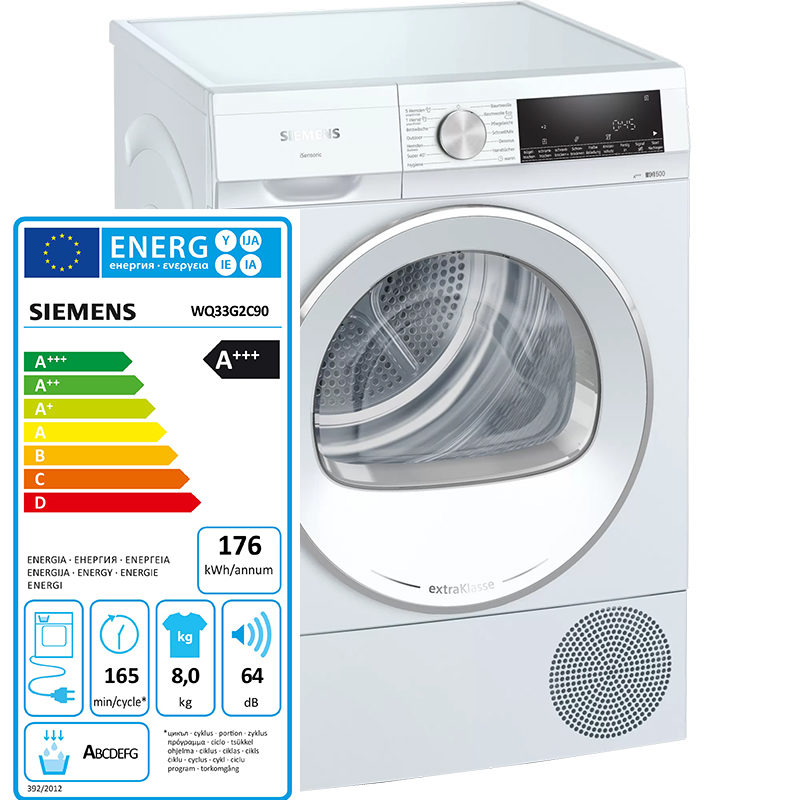 Máy Sấy Bơm Nhiệt Siemens iQ500 WQ33G2C90 8kg - extraKlasse