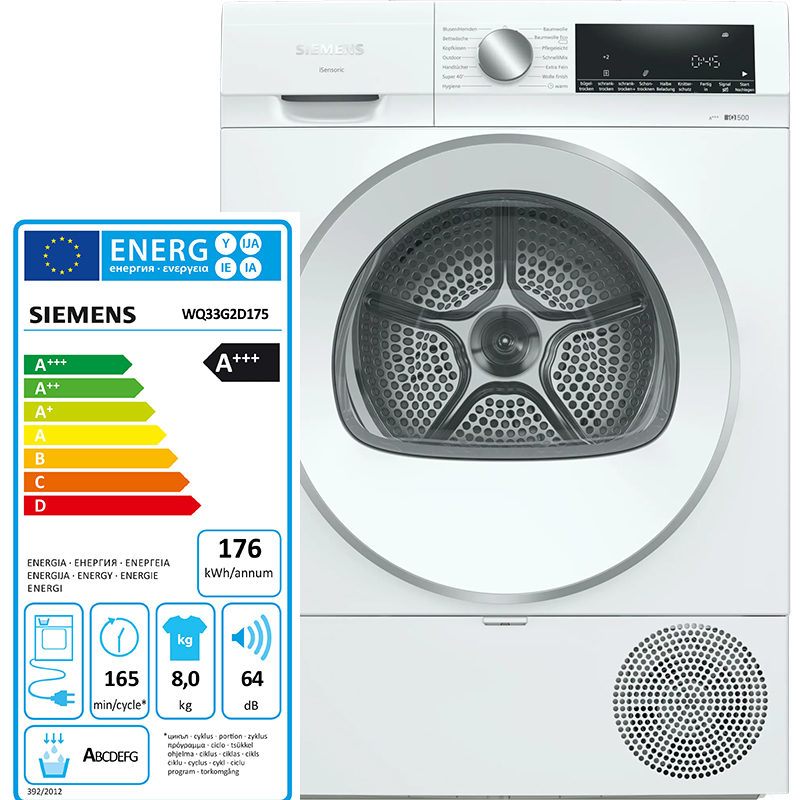 Máy Sấy Bơm Nhiệt Siemens iQ500 WQ33G2D175 8kg - extraKlasse