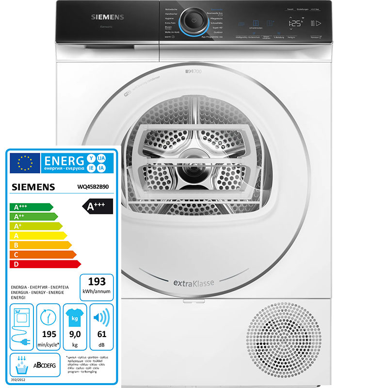 Máy Sấy Bơm Nhiệt Siemens iQ700 WQ45B2B90 9kg - extraKlasse