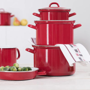 Nồi Hầm Thấp Riess Classic Red 18cm 1,5L & 20cm 2L