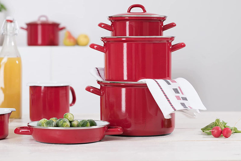 Nồi Hầm Thấp Riess Classic Red 14cm 0,75L & 16cm 1L 