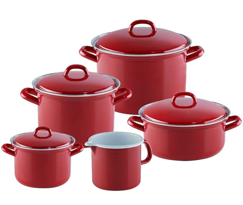 Nồi Hầm Thấp Riess Classic Red 14cm 0,75L & 16cm 1L 