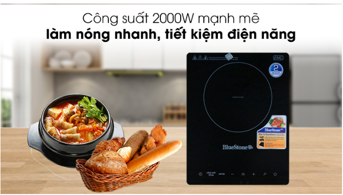Bếp từ đơn Bluestone với công suất 2000W mạnh mẽ