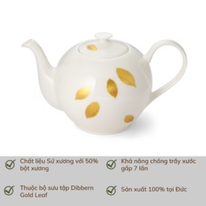 Ấm Trà Dáng Tròn Dibbern Gold Leaf 0117408800 1.3L