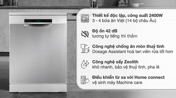 Máy rửa chén Bosch 14 bộ SMS6ZCI08E với nhiều chế độ khác nhau