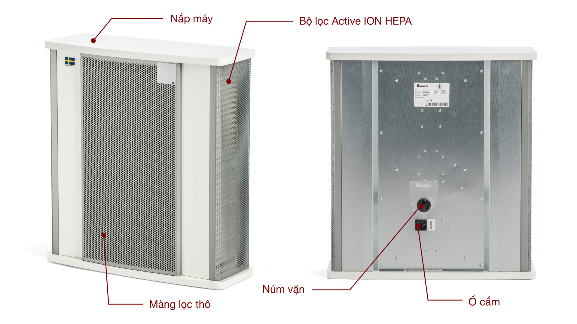Máy lọc không khí Wood’s GRAN 900 - Chi tiết các bộ phận Máy lọc không khí Wood’s GRAN 900