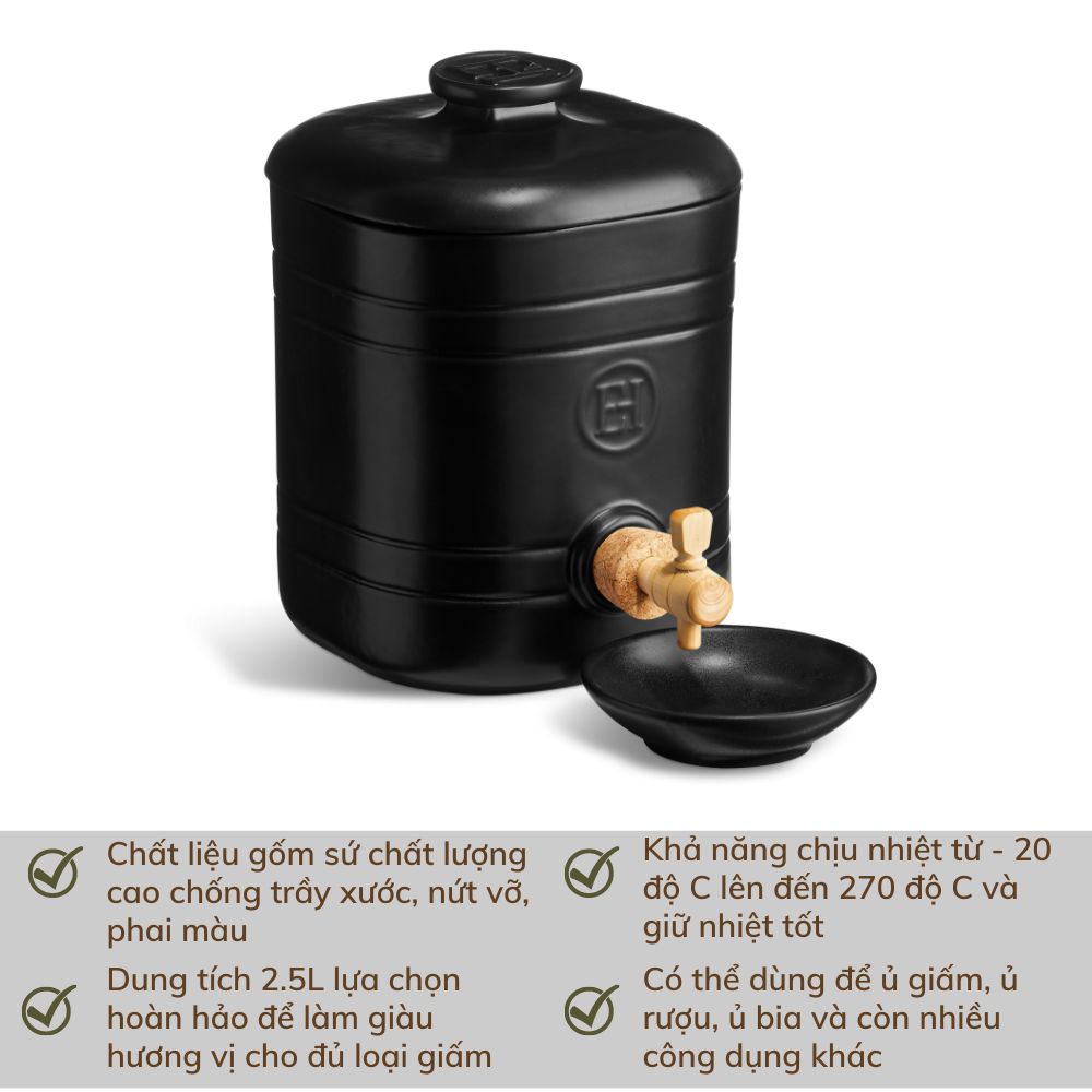 Bình Ủ Giấm Emile Henry EH716682 15,4x15,4x20,7cm 2.5L Màu Đen Truffle Beige Green Minimal Product Feature Instagram Posts 19 Gia Dụng Đức Đà Nẵng