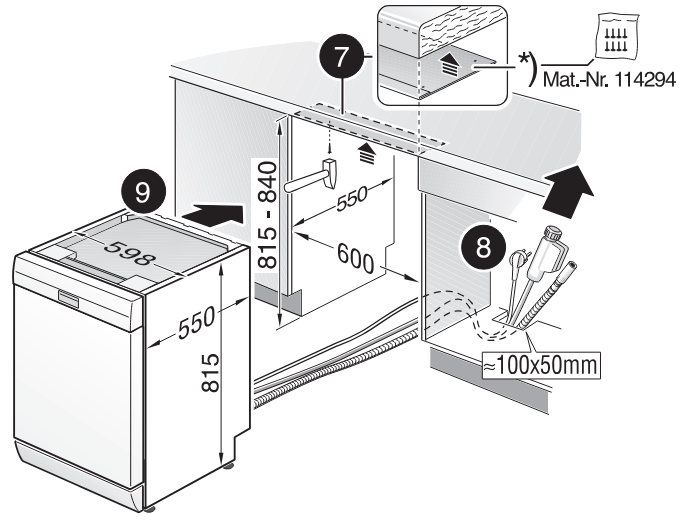 Máy rửa chén Bosch SMS4ECI14E Series 4 Độc Lập - Kích thước lắp đặt Máy rửa chén Bosch SMS4ECI14E Series 4 Độc Lập