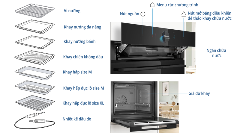 Lò Nướng Kết Hợp Hấp Bosch HSG958DB1 Serie 8 16 Lò Nướng Kết Hợp Hấp Bosch HSG958DB1 Serie 8
