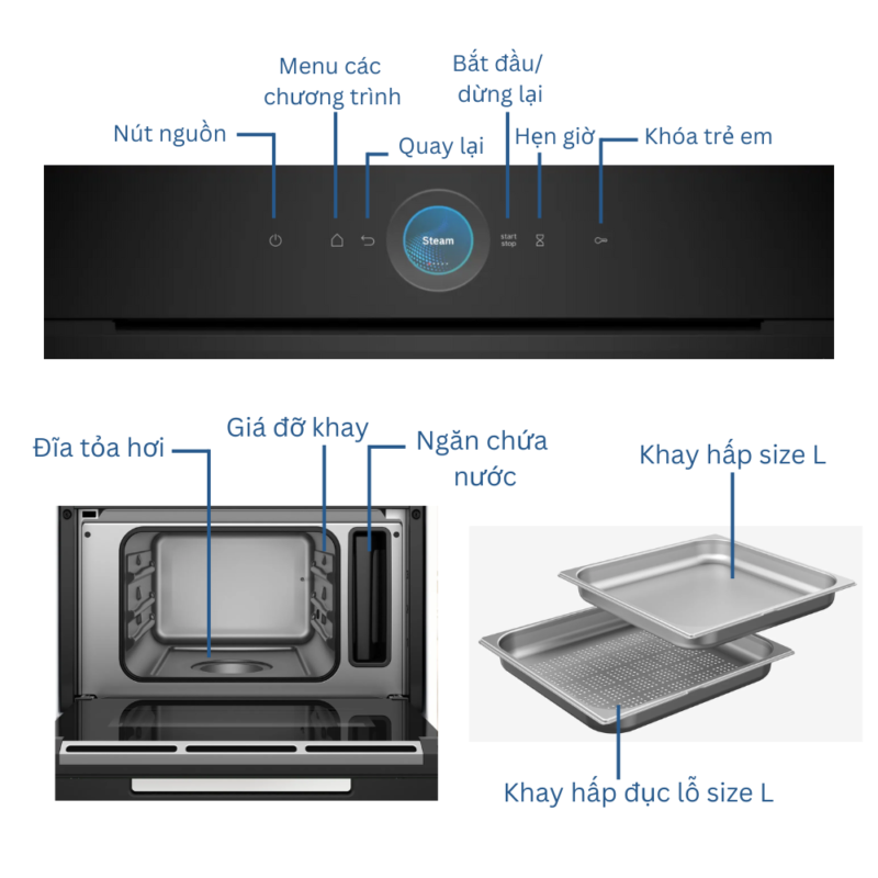 lò hấp Bosch CDG914XB1 Series 8 Âm Tủ