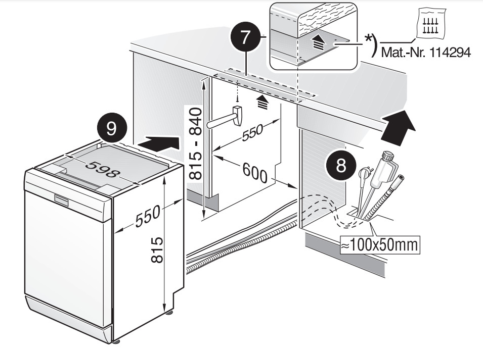 Máy rửa chén Bosch SMS6ZCI49E Series 6 Độc Lập - Kích thước lắp đặt Máy rửa chén Bosch SMS6ZCI49E Series 6 Độc Lập