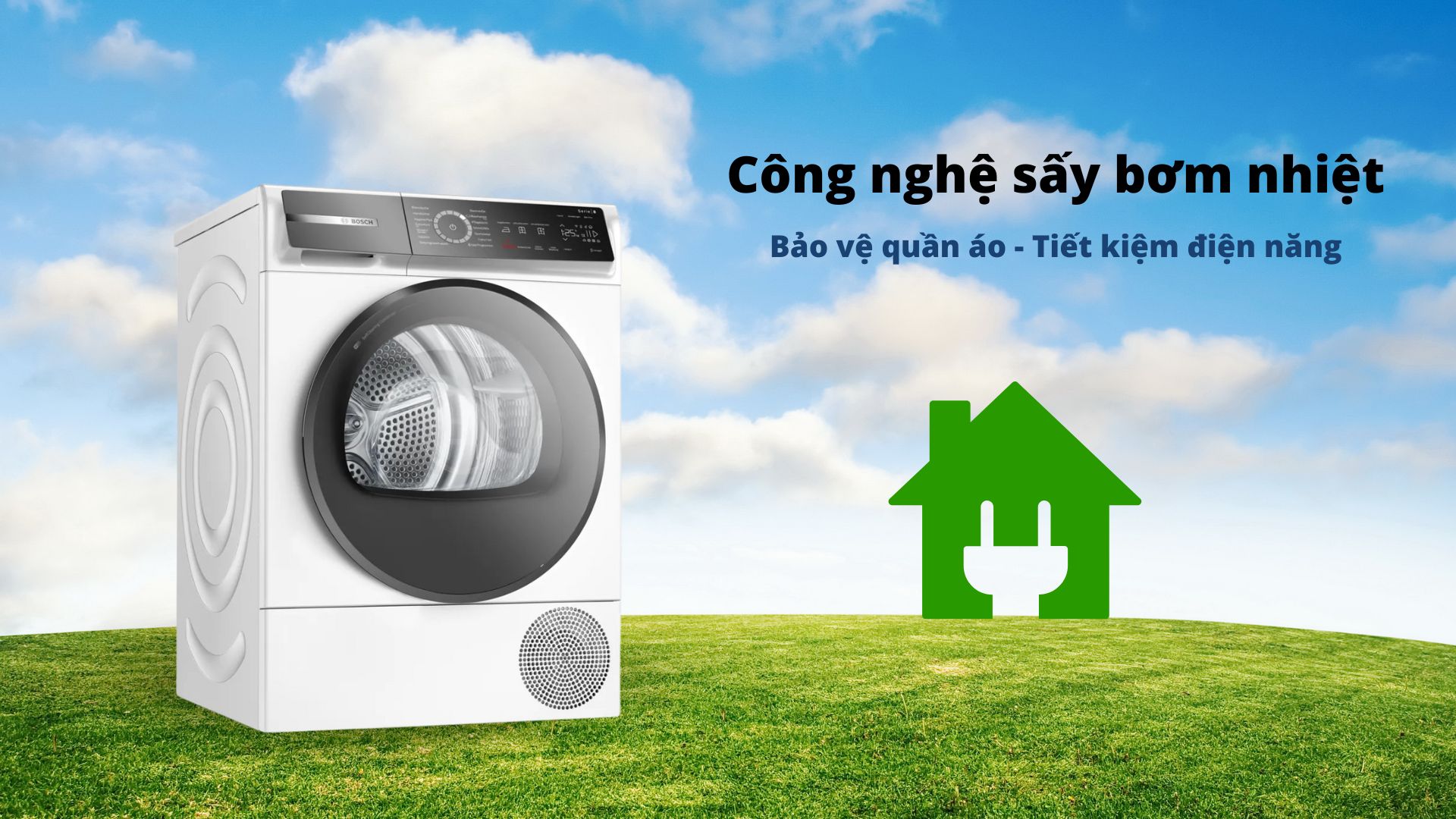 Máy sấy bơm nhiệt Bosch 9 kg WQB245B40 Series 8 - Công nghệ sấy bơm nhiệt Máy sấy bơm nhiệt Bosch 9 kg WQB245B40 Series 8