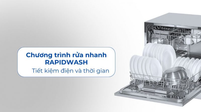 Máy rửa chén Rosières RDCP 8S-04 - Chương trình rửa nhanh RAPIDWASH Máy rửa chén Rosières RDCP 8S-04