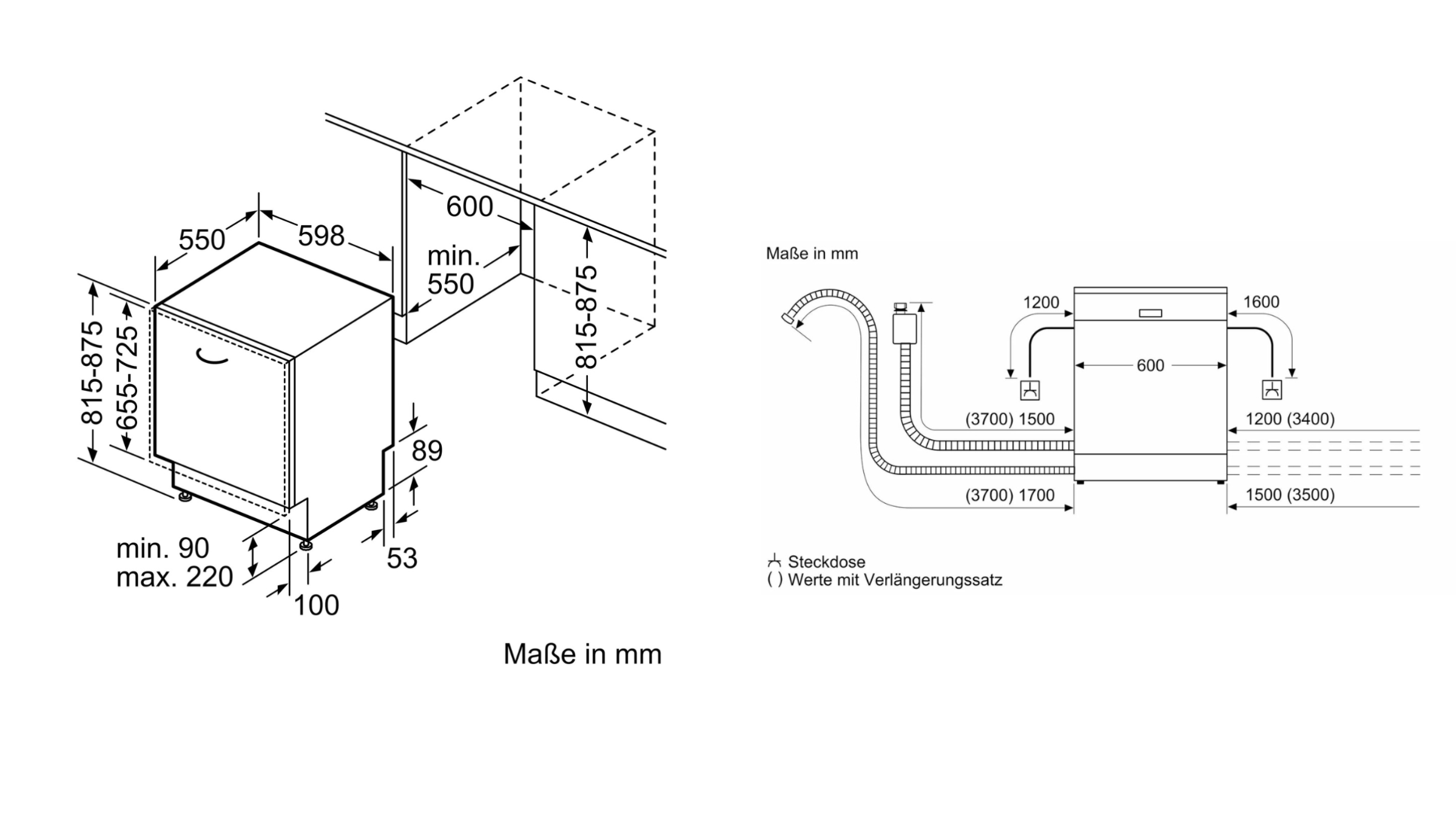 kích thước máy rửa chén Bosch
