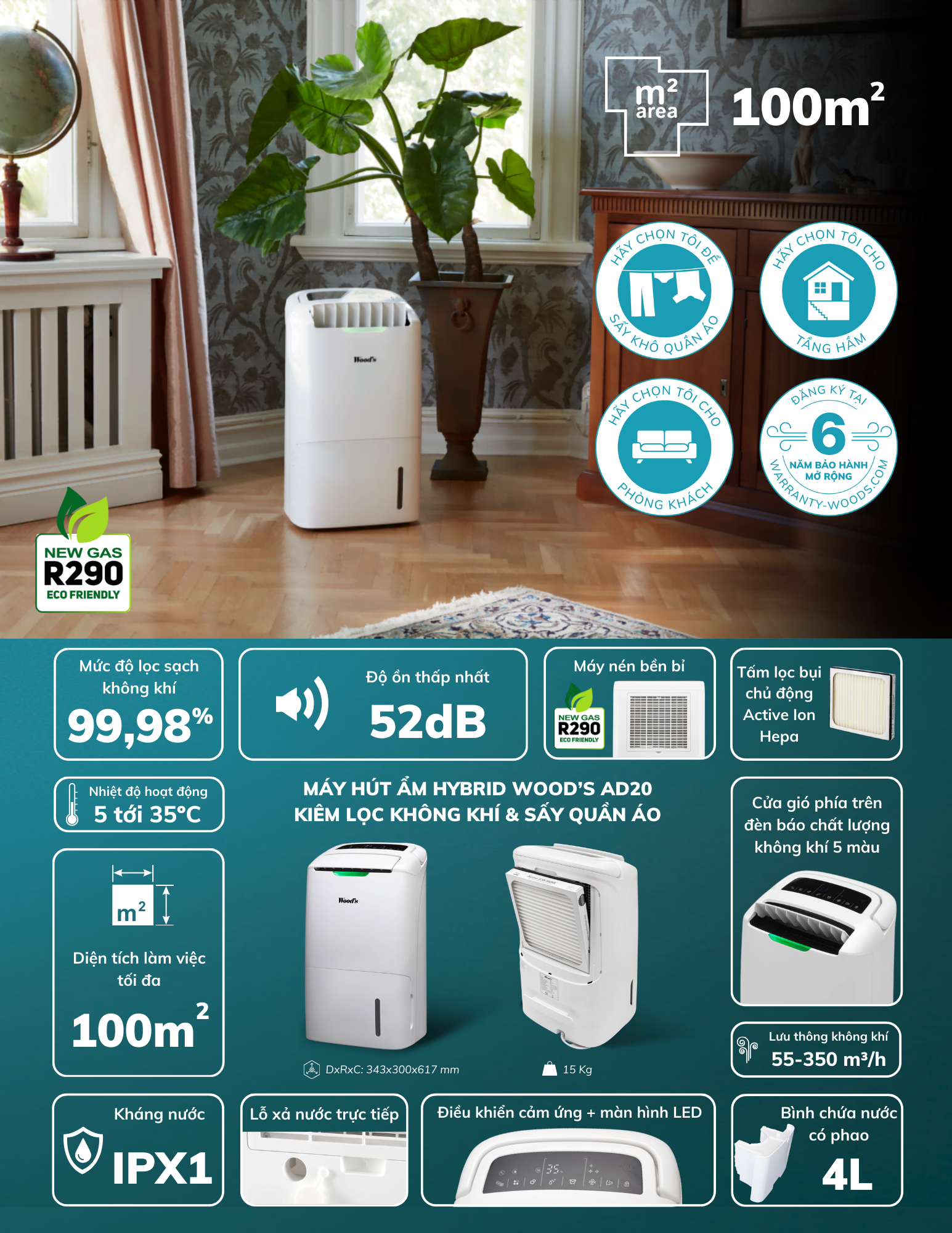 Máy hút ẩm kèm lọc không khí Wood's AD20 - Thông tin sản phẩm AD20 1 Gia Dụng Đức Đà Nẵng