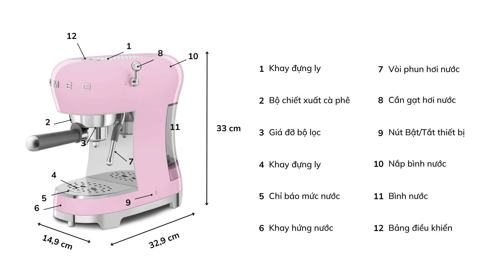 Máy Pha Cà Phê SMEG ECF02CREU Máy Pha Cà Phê SMEG ECF02CREU