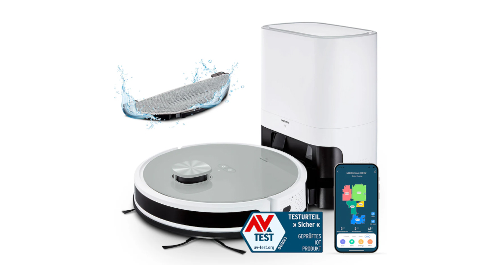 Robot hút bụi lau nhà Medion MD 11500 X21 SW - Hút bụi tích hợp lau nhà 2 trong 1 Robot hút bụi lau nhà Medion MD 11500 X21 SW