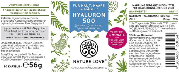 Viên Nang Nature Love Hyaluron 500 - 90 Viên 69g 8 Viên Nang Nature Love Hyaluron 500 - 90 Viên 69g-1