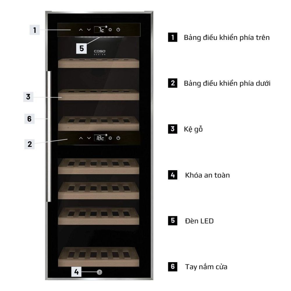 Tủ Rượu CASO 653 WineComfort 38 Chai (4) Tu Ruou CASO 653 WineComfort 38 Chai 4 Gia Dụng Đức Đà Nẵng