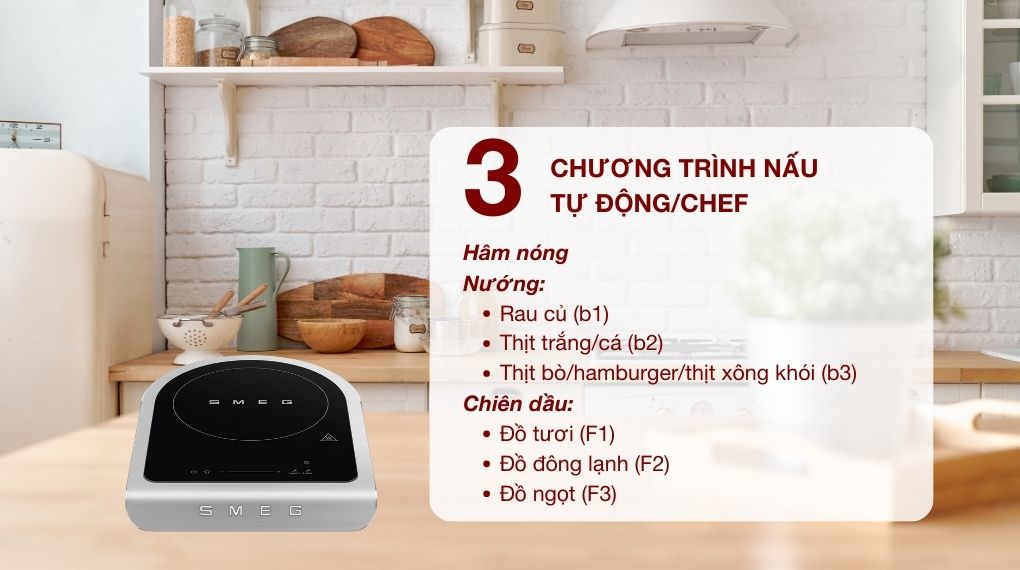Bếp từ đơn SMEG PIC01 2100W - Các chương trình nấu tự động Bếp từ đơn SMEG PIC01 2100W