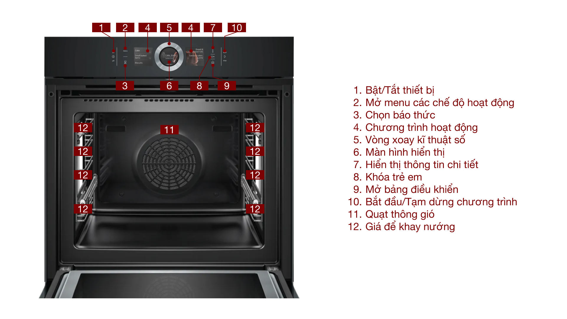 Lò nướng kèm hấp, vi sóng Bosch HNG6764 Serie 8 âm tủ