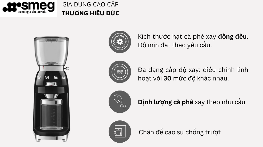 Máy Xay Hạt Cafe Smeg CGF11 13 May xay ca phe Gia Dụng Đức Đà Nẵng