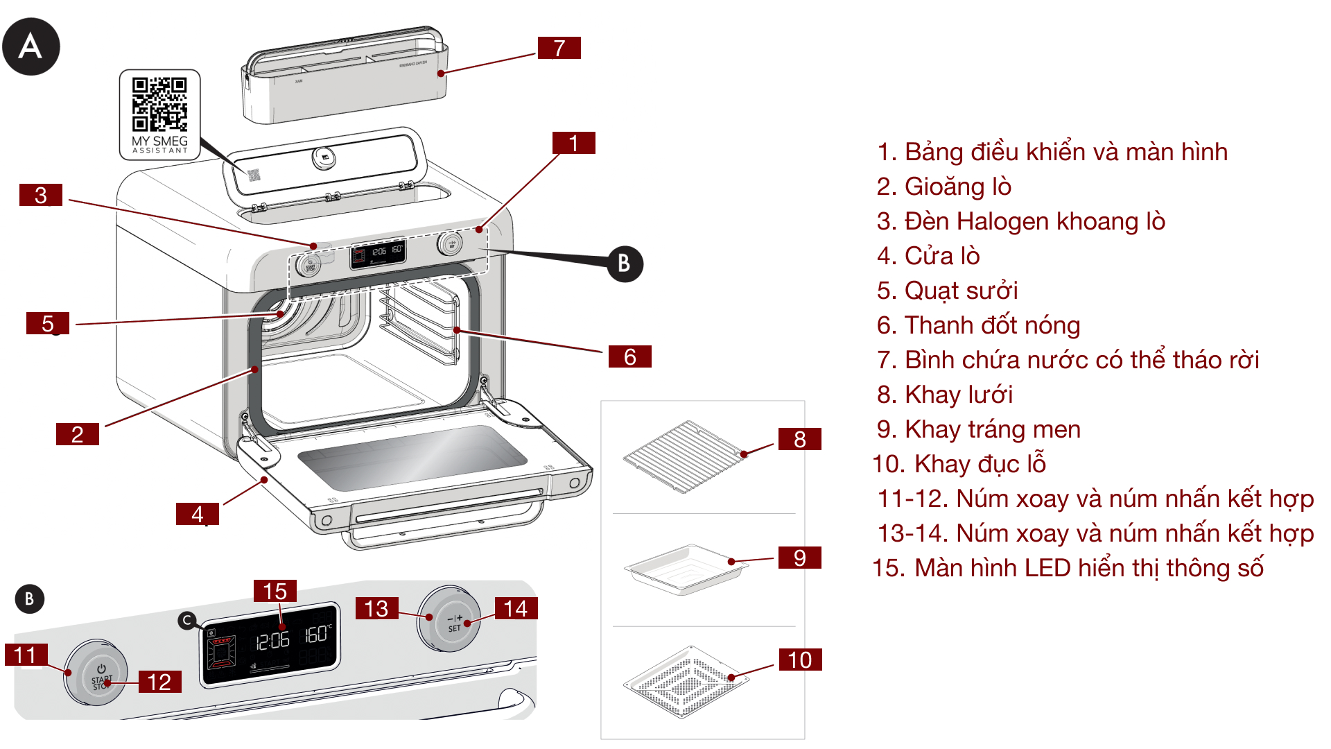 Chú thích hình ảnh sản phẩm Lò nướng kèm hấp SMEG COF01 độc lập Chú thích hình ảnh sản phẩm Lò nướng kèm hấp SMEG COF01 độc lập